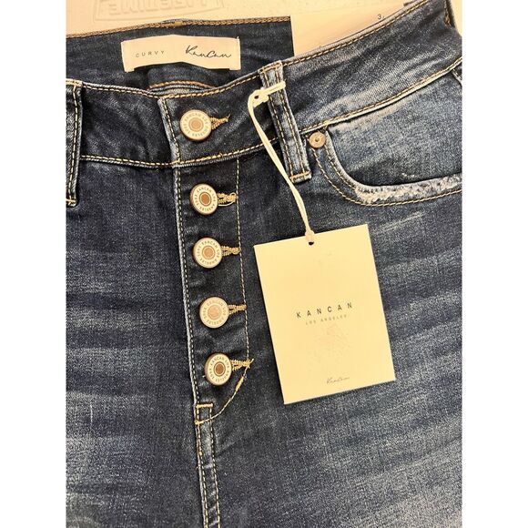 KanCan Curvy High Rise Ankle‎ Skinny Button Fly Jeans Women’s 3/25 Whiskered NWT - Picture 3 of 11